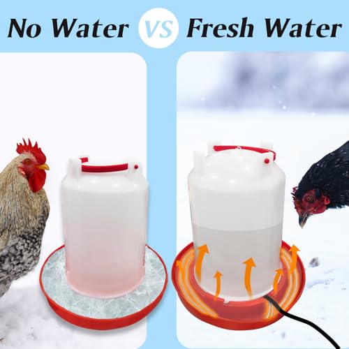 Chicken Water Heater Cord, Freeze-Proof Heated Waterer for Chickens & Poultry, Safe Low-Watt Heating Cable Keeps Water Ice-Free in Winter for Ducks, Rabbits & Small Animals (1 Pack)