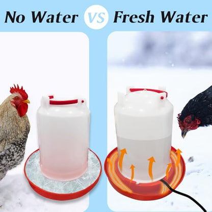 Chicken Water Heater Cord, Freeze-Proof Heated Waterer for Chickens & Poultry, Safe Low-Watt Heating Cable Keeps Water Ice-Free in Winter for Ducks, Rabbits & Small Animals (1 Pack)