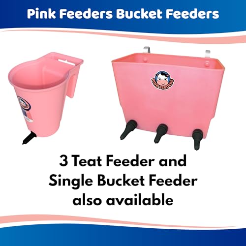 6.6 Gallon Five Nipple Calf Feeder with 5 Calf Teats & Threaded Adapters, UV-Protected Group Feeding System with Metal Fence Mount Brackets for Farm & Ranch Livestock - Part# PF5