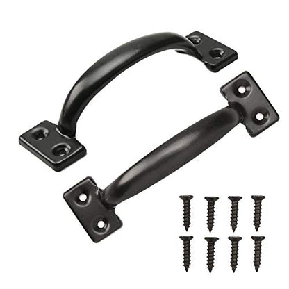 TamBee 2PCS 6-1/2 Inch Pulls Black Door Pull Handle Metal Kitchen Cabinets Furniture Wardrobe Medicine Handle in Black Door Hardware Gate Handle Door Pulls Warehouse Outdoor - size: 2 Pack 6-1/2 Inch Black
