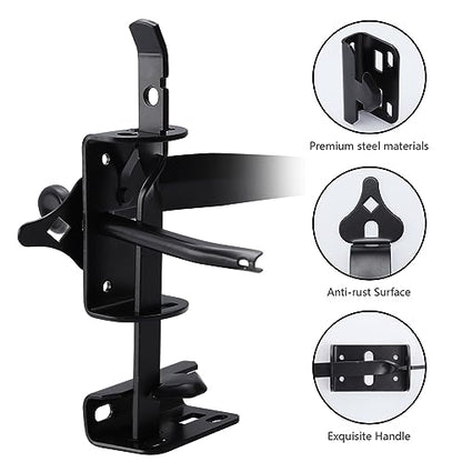 WellMade Thumb Gate Latch Heavy Duty,Self Locking Door Latches and 9" Handle Kit,Steel Gate Lock Hardware for Wooden/Vinyl Fence Swing Outdoor Gate,Black with Screw