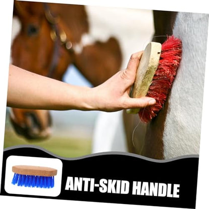 Horse Hair Cleaning Comb Stiff Bristle Grooming Brush with Ergonomic Handle Cattle and Donkeys Body Brush Massager to Circulation and Comfortable Tool