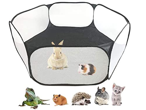 Small Animals C&C Cage Tent, Breathable & Transparent Pet Playpen Pop Open Outdoor/Indoor Exercise Fence, Portable Yard Fence for Guinea Pig, Rabbits, Hamster, Chinchillas and Hedgehogs (Blake) - color: Blake