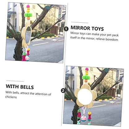 Toddmomy Creative Wooden Hen Mirror Toy Hanging Rooster Reflection Entertainment for Chickens Promotes Fun Healthy Growth Easy Installation for Coop Cage