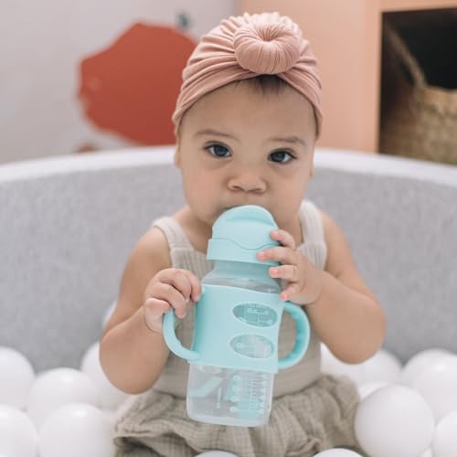 Dr. Brown's Wide-Neck Sippy Straw Bottle with Handles, Green, 9oz/270ml, 1-Pack - color: Green, size: 1 Count (Pack of 1)