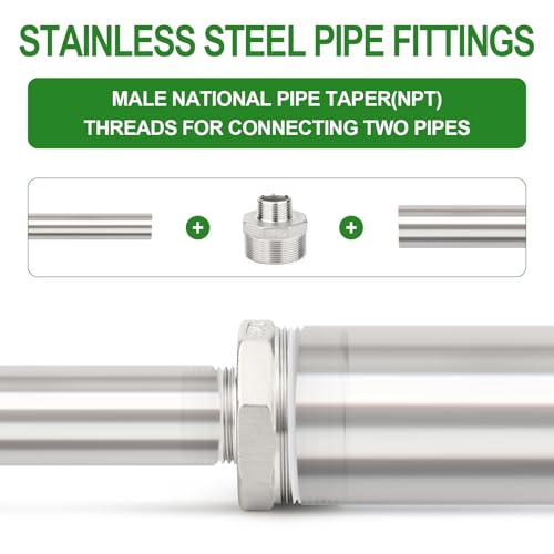 TAISHER 2PCS Cast 304 Stainless Steel Hex Nipple, Reducer Pipe Fitting 1-1/2" NPT Male x 1" NPT Male - size: 1-1/2" NPT x 1" NPT