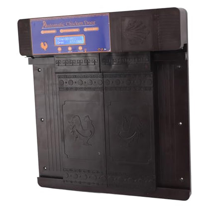 Automatic Chicken Coop Door Opener, Intelligent Double Open with Timer LED Display Solar Powered, with Anti Pinch Function, for Chickens Ducks Geese Poultry (Dark Brown) - color: Dark Brown