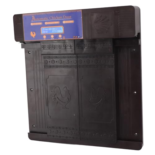 Automatic Chicken Coop Door Opener, Solar Battery Powered with LED Display, Timer Function, Double Doors Electric for Chickens, Ducks, Geese, Easy to Set Opening and Closing Time (Dark Brown) - color: Dark Brown