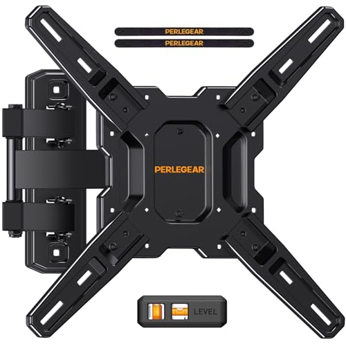 Perlegear Full Motion TV Mount for Most 26–65 inch Flat or Curved TVs up to 82 lbs, Wall Mount TV Bracket with Articulating Arms, Tool-Free Tilt, Swivel, Extension, Max VESA 400x400mm, PGMF3 - size: for 26-65 inch TVs