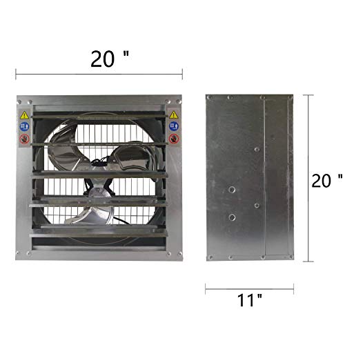 20" Wall Mounted Exhaust Fan - Ventilation Fans - Automatic Shutter - Vent Fan For Home Attic, Shed, or Garage Ventilation, 3869 CFM, 5158 SQF Coverage Area - style: 20''