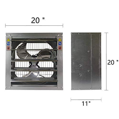 20" Wall Mounted Exhaust Fan - Ventilation Fans - Automatic Shutter - Vent Fan For Home Attic, Shed, or Garage Ventilation, 3869 CFM, 5158 SQF Coverage Area - style: 20''