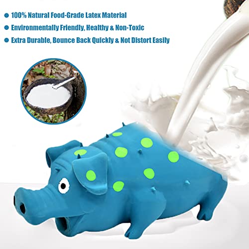 Pig Squeaky Dog Toy, 2 PCS Interactive Rubber Dog Chew Toy - Durable Latex Spot Grunting Pig Toys that Oink for Small Medium Large Dogs (Orange, Blue) - color: Orange, Blue