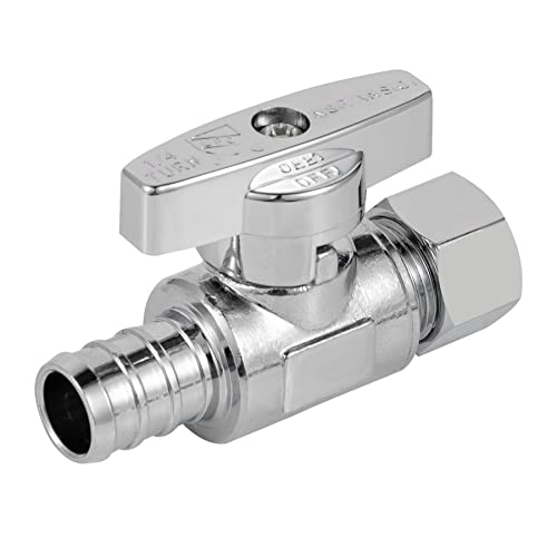 1/2 Pex Straight Stop Valve Sink Toilet Shut Off Valve,2 Pack Turn Straight Stop Valve 3/8" OD Compression X 1/2" Barb Crimp Pex LF Chrome Plated Brass with 2pcs - size: 2 Pack 3/8" OD Compression x 1/2" Barb Crimp PEX