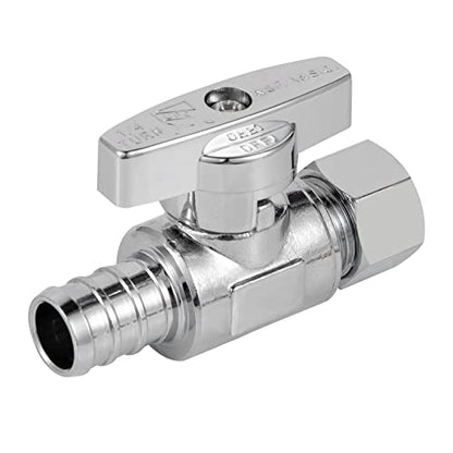 1/2 Pex Straight Stop Valve Sink Toilet Shut Off Valve,2 Pack Turn Straight Stop Valve 3/8" OD Compression X 1/2" Barb Crimp Pex LF Chrome Plated Brass with 2pcs - size: 2 Pack 3/8" OD Compression x 1/2" Barb Crimp PEX