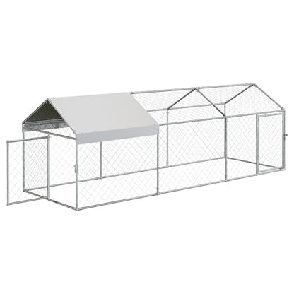 Large Chicken Coop, 120" x 40"x 40" Metal Chicken Run for Yard, Outdoor Chicken Pen with Waterproof and Anti-UV Cover for Backyard Farm Chicken Rabbit Duck, Silver - color: Silver