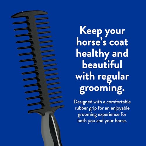 WAHL Professional Animal Mane & Tail Brush - Ergonomic Black Braiding Comb (#858708) for Equine Grooming - color: Black