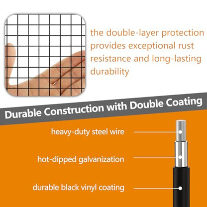 Gardeal Black 19 Gauge 1/2 Inch Hardware Cloth - Vinyl Coated Welded Wire Mesh Roll - Duty Rust Proof Fencing for Gardens, Poultry Animal Netting Cage Screen (Black 1/2 48inx100Ft) - size: Black 1/2 48inx100Ft