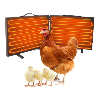 Foldable Chicken Coop Heater – Radiant Heat Panel with Digital Display, Remote Control & Timer, Bite Wire, for Chicks, Poultry & Small/Medium Pets, Brown (US Plug)