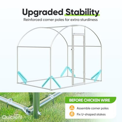 Quictent Essential Series 6.6x9x6.6ft Metal Chicken Coop Run with Climbing Ladder, Walk-in Outdoor Poultry Cage with PVC Coated Chicken Wire, Hen Duck Rabbit Farm House, Waterproof Anti-UV Cover - size: 6.6x9ft