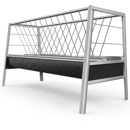 Livestock Feeder, Stainless Steel Goat Feeder for Goats Sheep Horses and Calves, 77 Gallon Hay Feeder with Rubber Trough Livestock Feeder