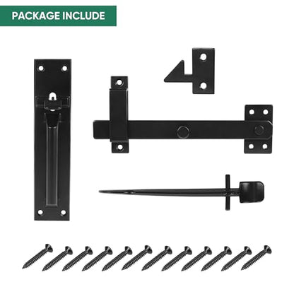 JUBEST Heavy Duty Gate Latch, Two Sided Gate Latch, Gate Latches for Outdoor Fence, Wooden Gates, Pool Gate, Backyard, Garden, Black - size: GL02