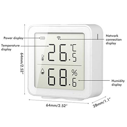Pssopp Smart Temperature Humidity Monitor Wireless Thermometer Hygrometer with Remote Monitoring Alarms for Indoor Outdoor Beekeeping Greenhouse Farm (White)