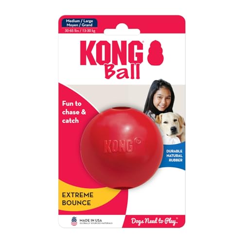 KONG Ball with Hole - Durable Dog Fetch Toy for Training, Interactive Playtime & More - Classic Natural Rubber Ball - Red - for Large/Medium Dogs (Pack of 2) - size: Medium/Large (Pack of 2)