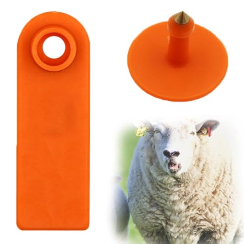 Round Identification Ear Tags, Sturdy Distinguish Ear Label with Applicator Livestock, Round Farm Animal Differentiate Lug Tag for Sheep/Cattle/Hog Goats(Orange,Sheep) - color: Orange, size: Sheep