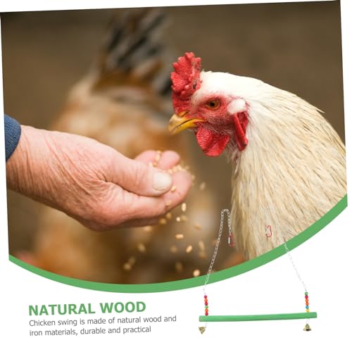 POPETPOP Pet Chicken Climbing Frame Wooden Swing Toy Perch Hen and Rooster Adventure Stand