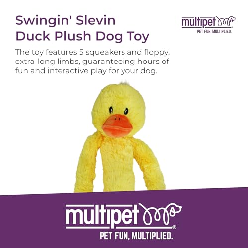 Multipet's Swingin Slevin XXL Oversized 30-Inch Yellow Duck Plush Dog Toy - size: 27", style: Duck