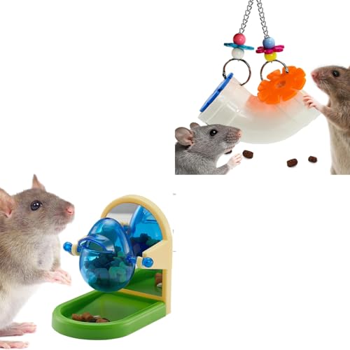 Rat Enrichment Foraging Toys, Interactive Puzzle Slow Feeder Treat Dispenser, Hanging Cage Accessories, Easy-Clean Rodent Toys for Rat Mice, Bird Foraging Toy for Parakeet Conure (1Pcs)