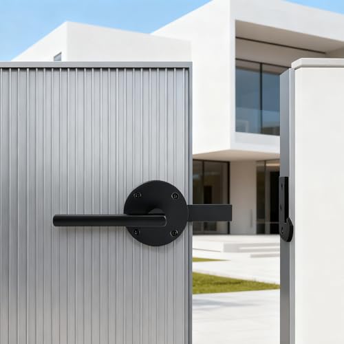 Double Sided Self-Locking Gate Latch-Heavy Duty Adjustable Stainless Steel Black, 2-in-1Door Handle&Two-Way Lock,WoodenFences,Pools,Gardens,Backyards,Barns(Applicable to the Right Side Door 1pack)