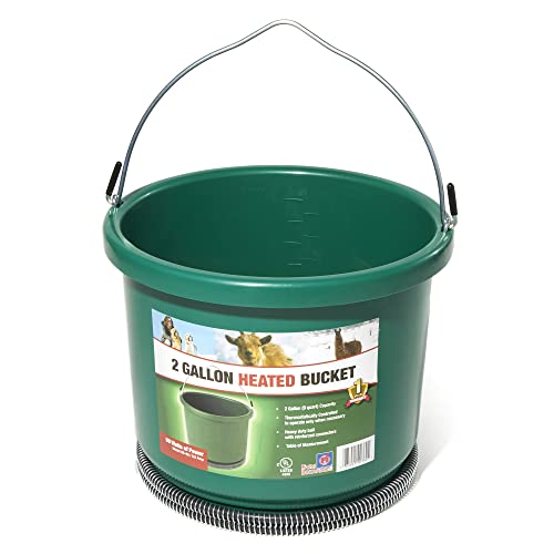 Farm Innovators HB-60 9 Quart 2 Gallon 60 Watt Plastic Heated Bucket with Built in Thermostat, Green - color: Single, size: 2 Gallon