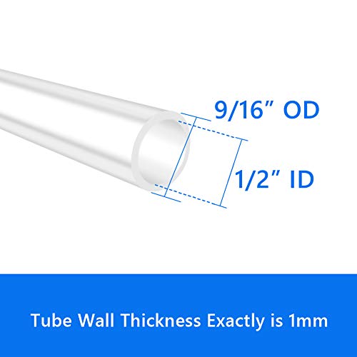 Quickun Pure Silicone Tubing, 1/2" ID x 9/16" OD High Temp Food Grade Tube Pure Silicone Hose Tube for Home Brewing, Beer Line, Kegerator, Wine Making, Aquaponics, Air Hose by Proper Pour (6.56 Ft) - size: 1/2" ID-9/16" OD, style: 6.56Ft (2meters)