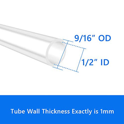 Quickun Pure Silicone Tubing, 1/2" ID x 9/16" OD High Temp Food Grade Tube Pure Silicone Hose Tube for Home Brewing, Beer Line, Kegerator, Wine Making, Aquaponics, Air Hose by Proper Pour (16.4 Ft) - size: 1/2" ID-9/16" OD, style: 16.4Ft (5meters)