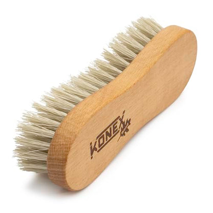KONEX Medium-Stiffness Nylon Fiber Scrub Brush - Heavy Duty Cleaning Brush, Wooden Handle, Brown, Ideal for Hardwood Floor, Outdoor Surfaces, Carpet