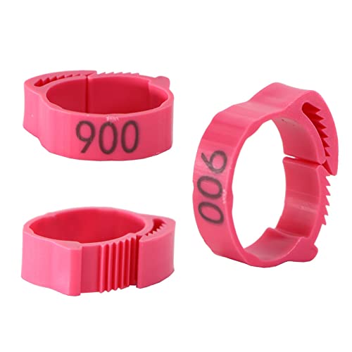 100 Pieces Chicken Foot Rings Leg Rings Clip on Bands Numbered Adjustable Ankle Markers Suitable for Turkey, Rose Red - color: Rose Red