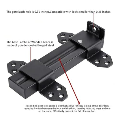 Heavy Duty Slide Bolt Gate Latch,Gate Latch Lock with Padlock Hole,Gate Latch for Wooden Fences, Barn Doors, Sliding & Swing Gates, Outdoor Sheds & Courtyards, Matte Black (1Pack) - color: Black (1Pack)