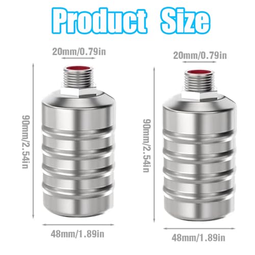 2PCS Float Valve 1/2" Water Level Control Float Valve 304 Stainless Steel Fully Automatic Water Shut off Valve Automatic Water Level Controller for Water Tank Pool Livestock Troughs Upper Water Intake