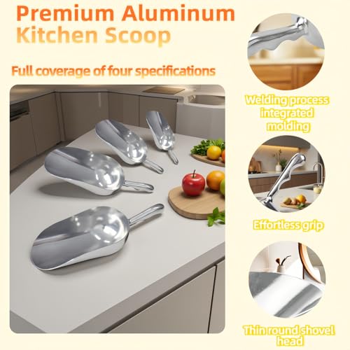 Ice Scoop, Heavy Duty Cast Aluminum, Ergonomic S-Curve Handle, Commercial Grade for Ice, Coffee, Popcorn, Flour, Sugar, Food-Grade & Rust-Proof Kitchen Tool (M (12oz)) - size: M (12oz)