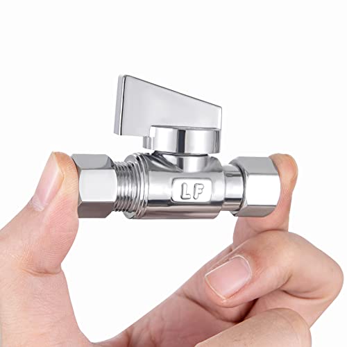 reezliy 2 Pack Chrome Brass 3/8" Comp FIP x 3/8 Inch Compression MIP Quarter Turn Water Straight Angle Stop (Add on) Valve for sink or toilet,water supply - size: 2 Pack 3/8" Comp FIP x 3/8" Comp MIP