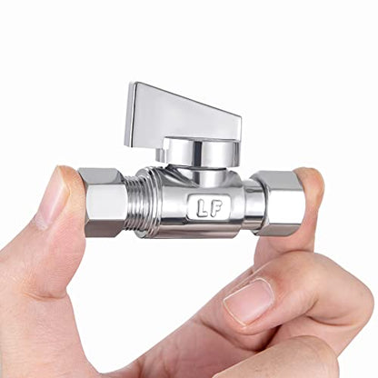 reezliy 2 Pack Chrome Brass 3/8" Comp FIP x 3/8 Inch Compression MIP Quarter Turn Water Straight Angle Stop (Add on) Valve for sink or toilet,water supply - size: 2 Pack 3/8" Comp FIP x 3/8" Comp MIP
