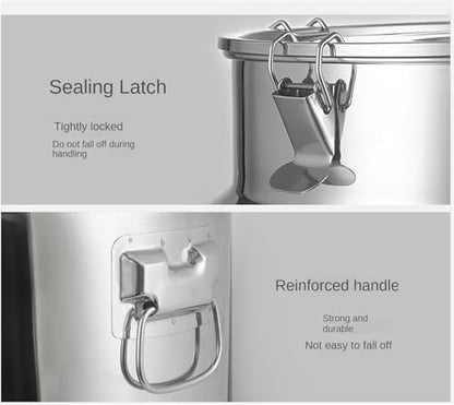 Milk Barrel, Milk Transport Can Stainless Steel Milk Can Airtight Storage Jug Wine Pail Bucket Oil Barrel Tea Canister Wine Liquid Container,Silver 35L - size: 35l