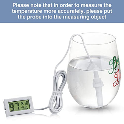 Weewooday Mini Digital Temperature Humidity Meters Gauge with Probe Gauge LCD Fahrenheit Display Thermometer Hygrometer for Incubator Reptile Plant Greenhouse Chicken Coop Garden(White, 3 Pieces) - size: White