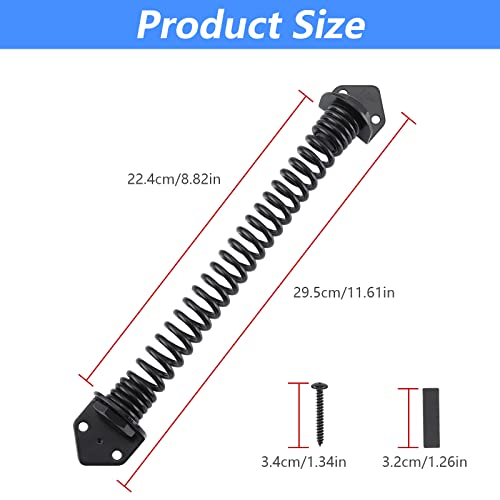 HOME MASTER HARDWARE 11" Gate Spring Self Closing Outdoor, Heavy Duty Gate Springs Black,Automatic Gate Closer for Wooden and Vinyl Fence, Adjustable Tension Door Springs to Close Door(Steel,2 Pack) - size: 11 Inch