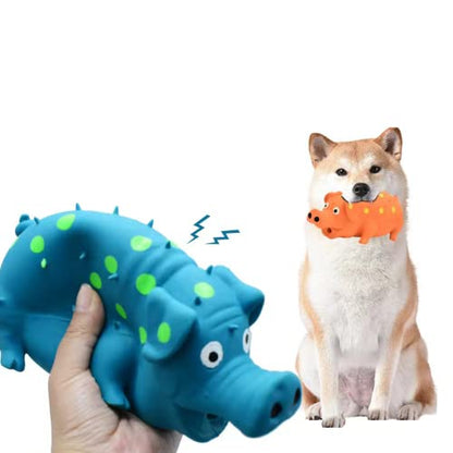 Squeaky Pig Dog Toys, 2 Pack Grunting Pig Dog Toy that Oinks Grunts for Small Medium Large Dogs, Grunting Pig Sound Play Dog Toy - color: Blue and Purple