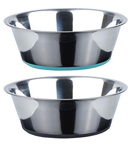 PEGGY11 Deep Stainless Steel Anti-Slip Dog Bowls - 2-Pack, 8 Cups - size: 8 Cups