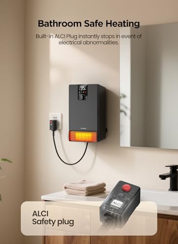 GiveBest Smart Wall Heater, 1500W Fast Heating Electric Space Heater for Indoor Use, 3 Heating Modes, Adjustable Thermostat, 24H Timer, Easy Mounted for Bedroom, Office, Home, Black - color: Matte black