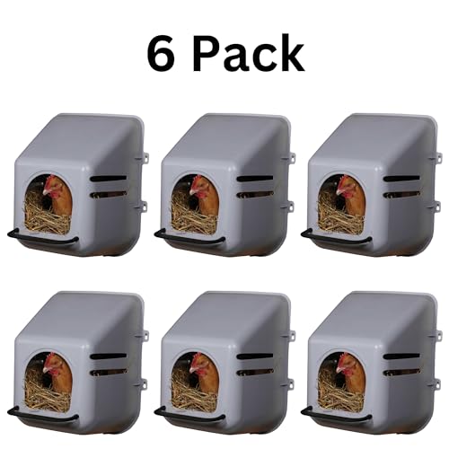 Miller 6 Pack of Large Wall Mount Egg Nesting NEST Boxes with Perch for Chicken COOP Hen House Poultry