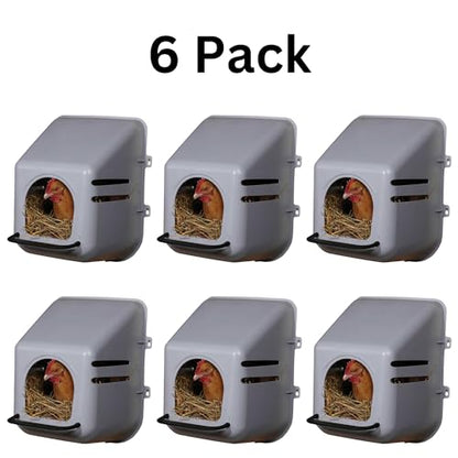 Miller 6 Pack of Large Wall Mount Egg Nesting NEST Boxes with Perch for Chicken COOP Hen House Poultry